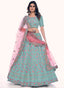 Turquoise Long Choli Lehenga Clothsvilla