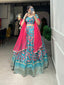 Sky Blue Color Digital Printed Sequins And Embroider Work Chinon Lehenga Choli Clothsvilla