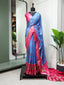 Sky Blue Color Digital Patola Printed Dola Silk Saree Clothsvilla