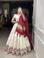 Flower Design Sequins And Thread Embroidery Work Khadi Cotton Chaniya Choli Clothsvilla