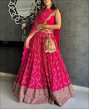 Load image into Gallery viewer, Dark Pink Georgette Lehenga Choli with Coding and Sequence work ClothsVilla
