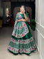 Green Color Bandhej Print With Patola Print Crushed Dola Silk Lehenga Choli ClothsVilla