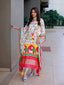 White Color Digital Printed Pure Gaji Silk Kaftan Dresses Clothsvilla