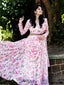 White Color Digital Printed Georgette Gown Clothsvilla