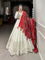 White Color Lucknowi Paper Mirror Work Georgette lehenga Choli ClothsVilla.com