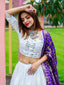 White Color Mirror Handwork Pure cotton Ready Made Blouse Clothsvilla