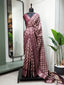 Wine Color Printed With Zari Border Dola Silk Saree Clothsvilla
