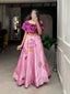 Lavender Color Digital Print With Foil Work Zari Satin Co-ord Set Lehenga Choli ClothsVilla