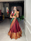 Maroon Color Zari Weaving Work Narayan Pet (Cotton) Pattu Lehenga Choli ClothsVilla.com