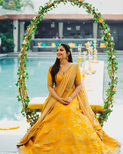 Gorgeous Designer Yellow Lahnga choli For Haldi Ceremony – EinayaCollection
