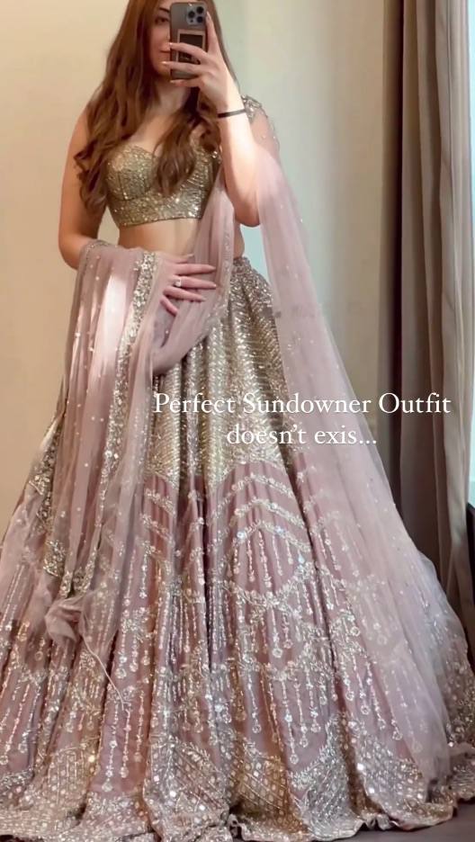 Baby pink embroidered lehenga illustrating pale pink bridal colour trends for 2026 weddings
