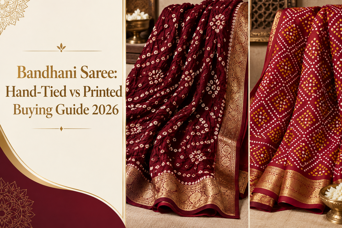Bandhani Saree Buying Guide 2026: Hand-Tied or Printed? How to Check the Listing