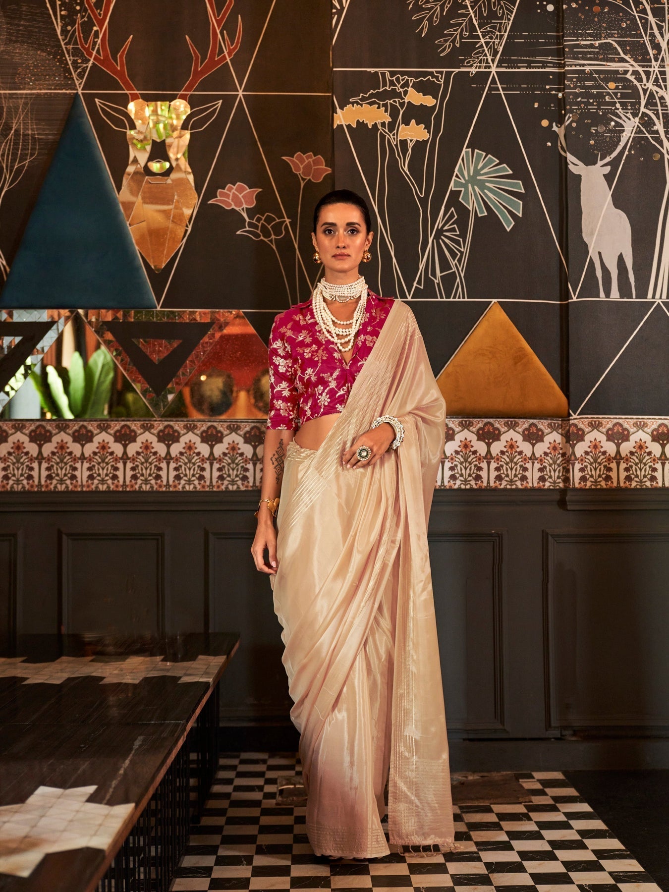 Cream blended silk saree day wedding and festive styling guide