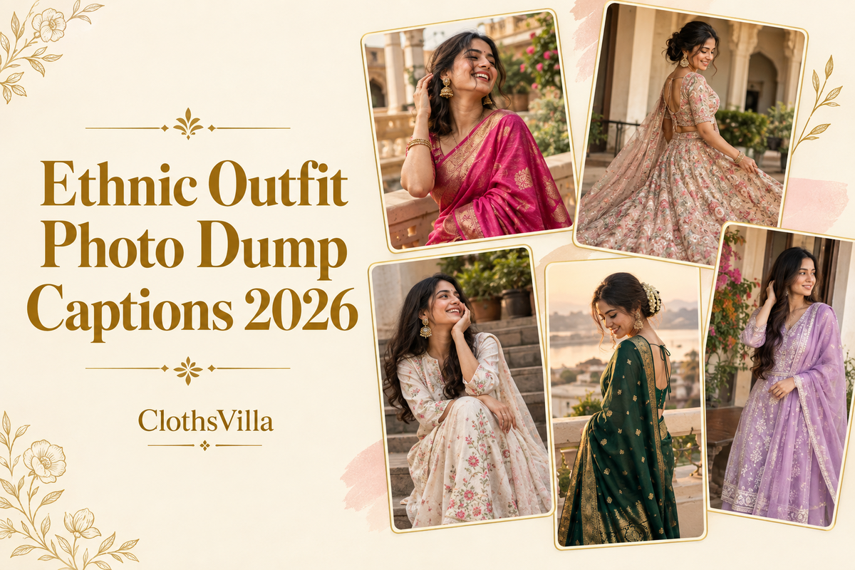 Ethnic Outfit Photo Dump Captions 2026: Saree, Lehenga & Festive Carousels