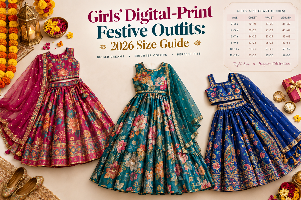 Girls' Digital-Print Festive Outfits: 2026 Size Guide