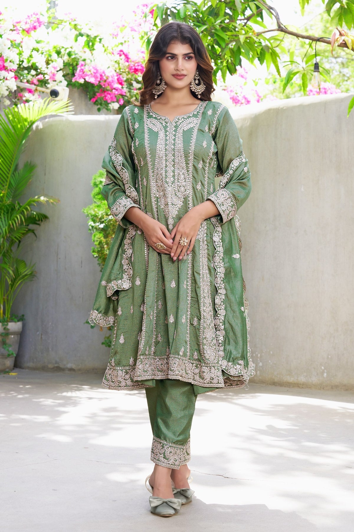 Office to Garba outfit guide 2026 – green embroidered kurta pant set inspiration