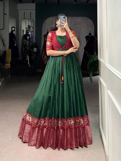 Can can flare gown Patola Indian Gowns