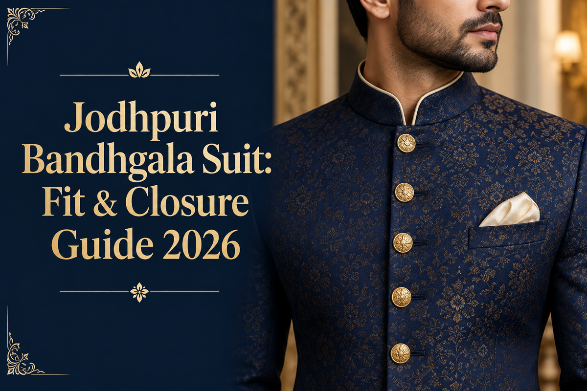 Jodhpuri Bandhgala Suit Fit Guide 2026: Collar, Closure, Shoulder and Trouser Checks