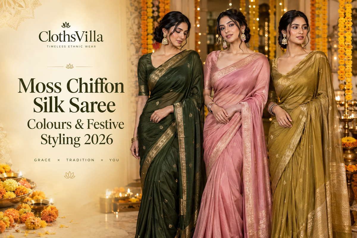 Moss Chiffon Silk Saree Colours: Festive Styling for 2026