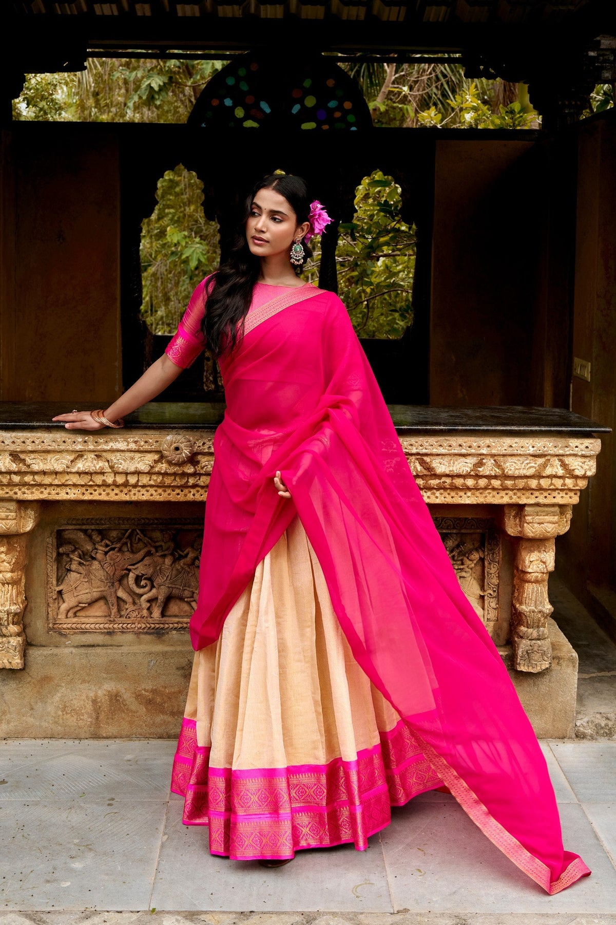 Off White Traditional Silk Lehenga Choli - off white traditional silk lehenga blouse