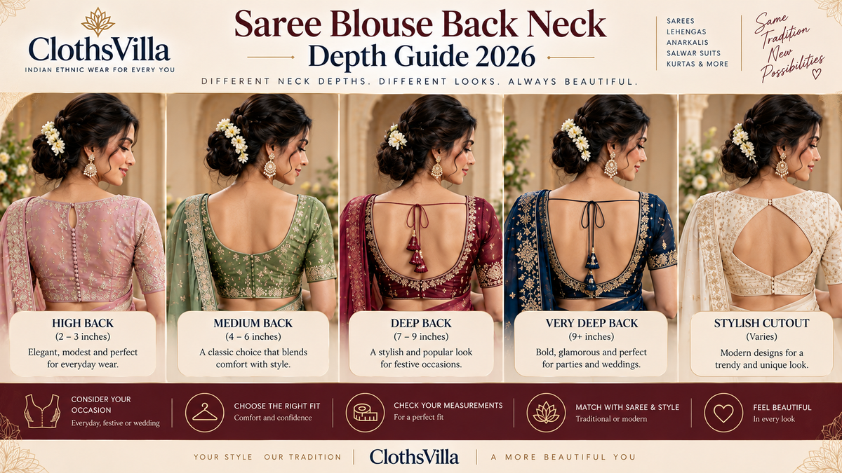 Saree Blouse Back Neck Depth Guide 2026: Fit, Support and Occasion Balance
