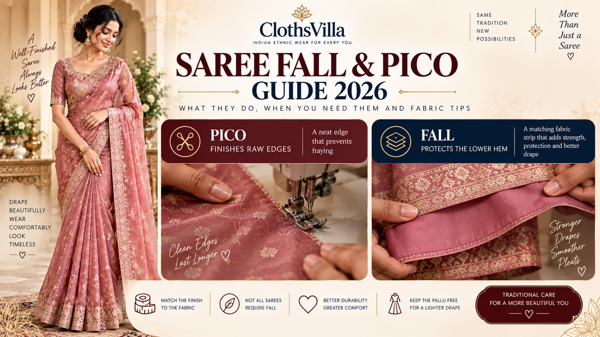 Saree Fall and Pico Guide 2026: What They Do, When You Need Them and Fabric Tips