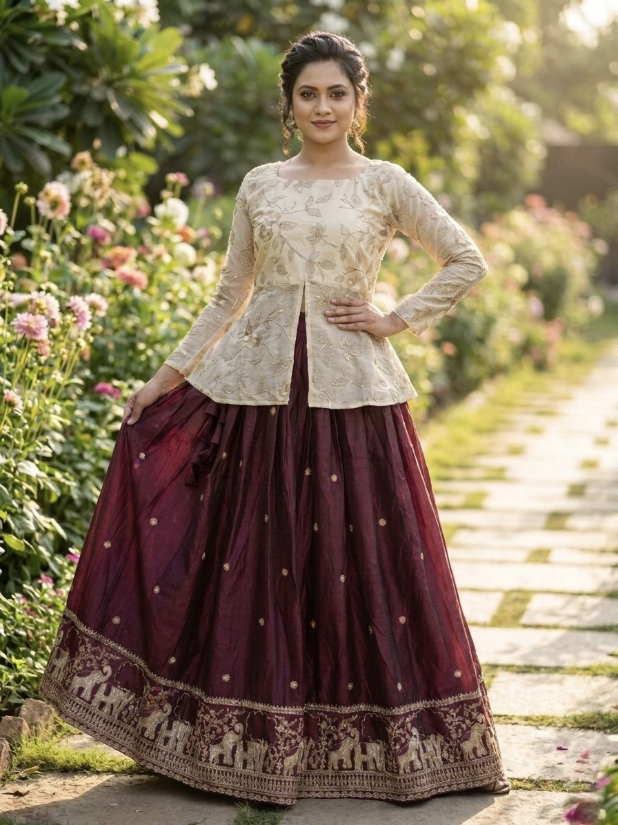 Ethnic wear fabrics guide designer silk lehenga