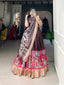 Burgundy Kalamkari Print Lehenga Choli Set - Dola Silk with Weaving Border ClothsVilla