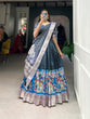 Load image into Gallery viewer, Grey Kalamkari Print Lehenga Choli Set - Dola Silk with Weaving Border ClothsVilla