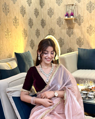 Organza Saree with Luxe Velvet Blouse ClothsVilla