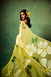 Load image into Gallery viewer, Bright Yellow Pure Organza Saree with Oversized Hand-Painted White Flowers &amp; Sequin Detailing | Satin Blouse Included FANCY SAREES