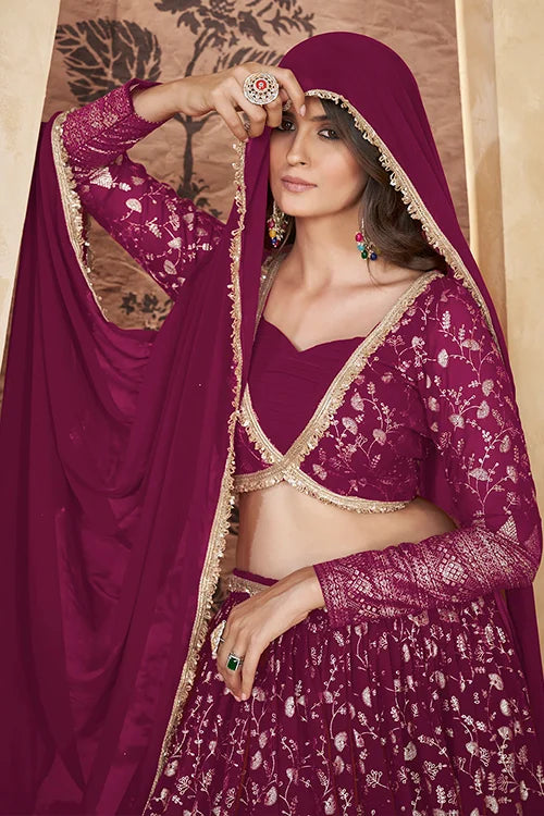Wedding Collection For Women Wear Lehenga Choli With Dupatta Deep Pink Colour Clothsvilla