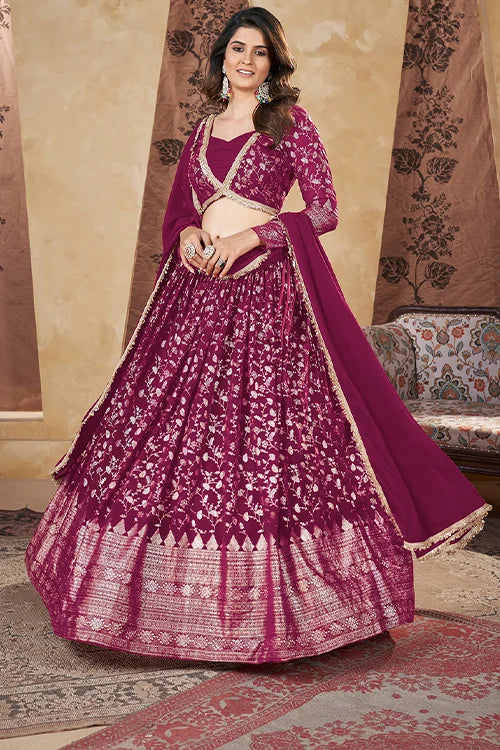 Wedding Collection For Women Wear Lehenga Choli With Dupatta Deep Pink Colour Clothsvilla