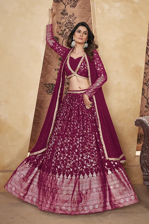 Wedding Collection For Women Wear Lehenga Choli With Dupatta Deep Pink Colour Clothsvilla