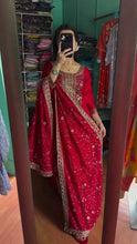 Load image into Gallery viewer, Red Premium Designer Readymade Suit Set Heavy Chinon Silk Clothsvilla