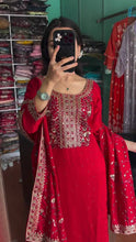 Load image into Gallery viewer, Red Premium Designer Readymade Suit Set Heavy Chinon Silk Clothsvilla