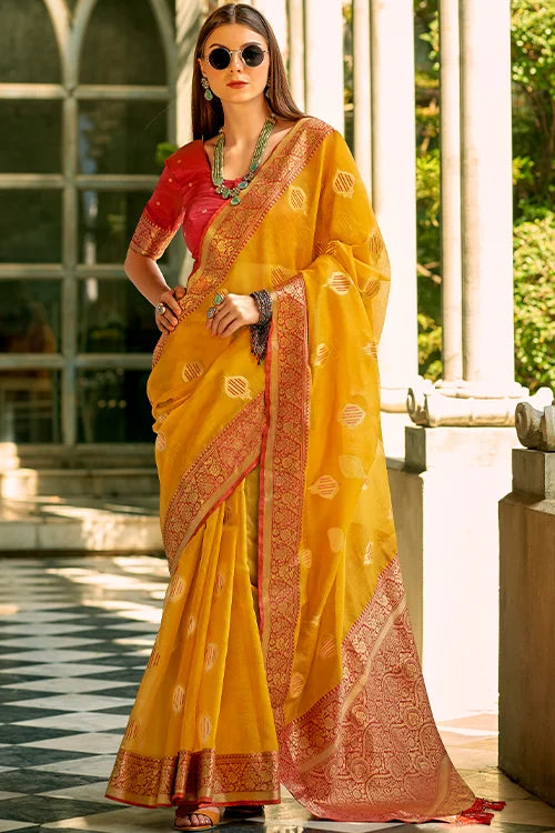 Buy New Beautiful Collection For Woven Saree With Unstitched Blouse Piece Clothsvilla Main image
