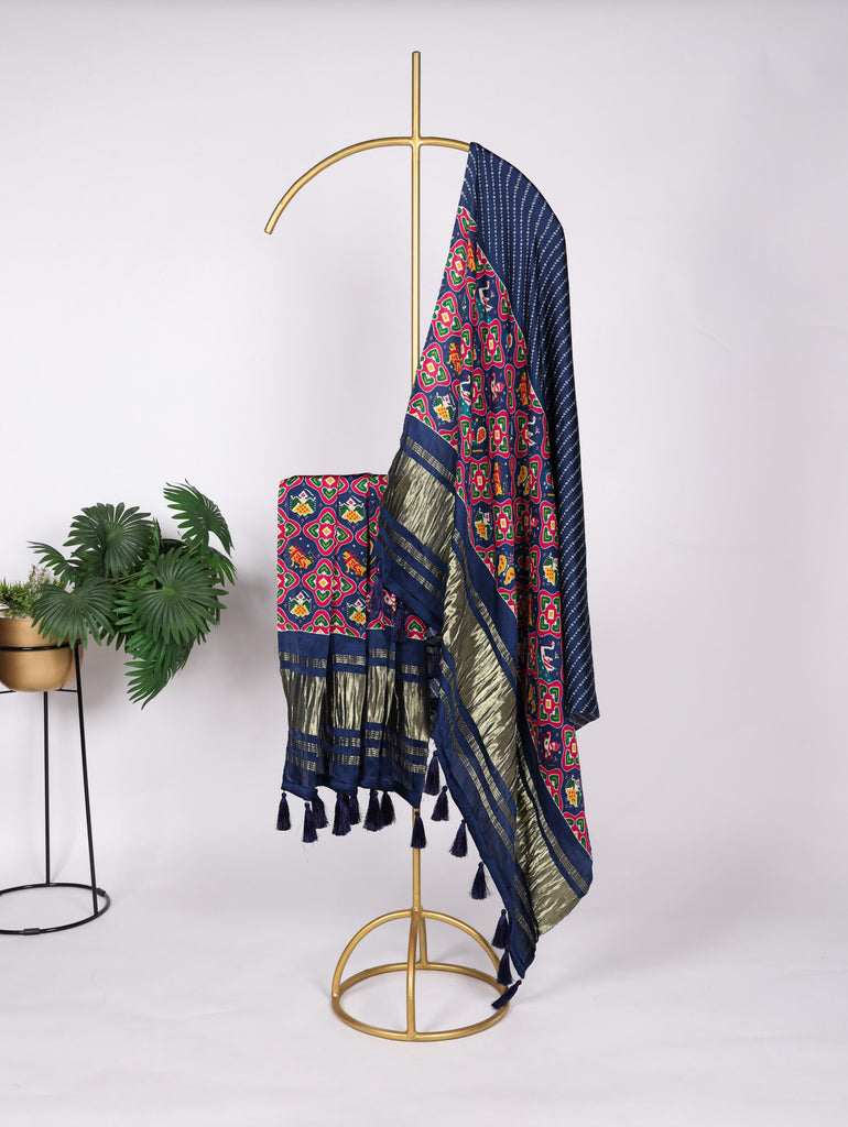 Luxurious Gaji Silk Dupatta: Digital Prints & Classic Lagdi Patta with Tassels ClothsVilla