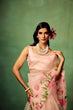 Load image into Gallery viewer, Blush Pink Pure Organza Saree with Hand-Painted White Floral Motifs and Sequin Detailing FANCY SAREES