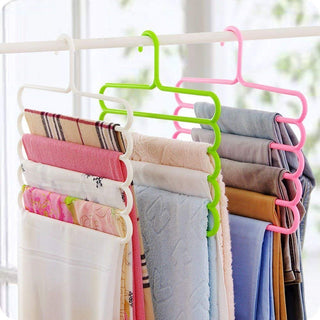 10-Pack Multi-Layer Plastic Clothes Hangers | Space-Saving Multi-Purpose Closet Organizer for Pants, Shirts, Towels – Assorted Colours ClothsVilla