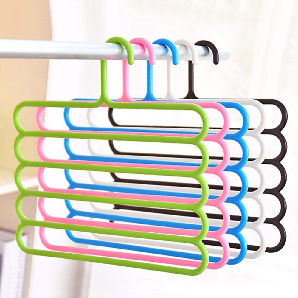 10-Pack Multi-Layer Plastic Clothes Hangers | Space-Saving Multi-Purpose Closet Organizer for Pants, Shirts, Towels – Assorted Colours ClothsVilla