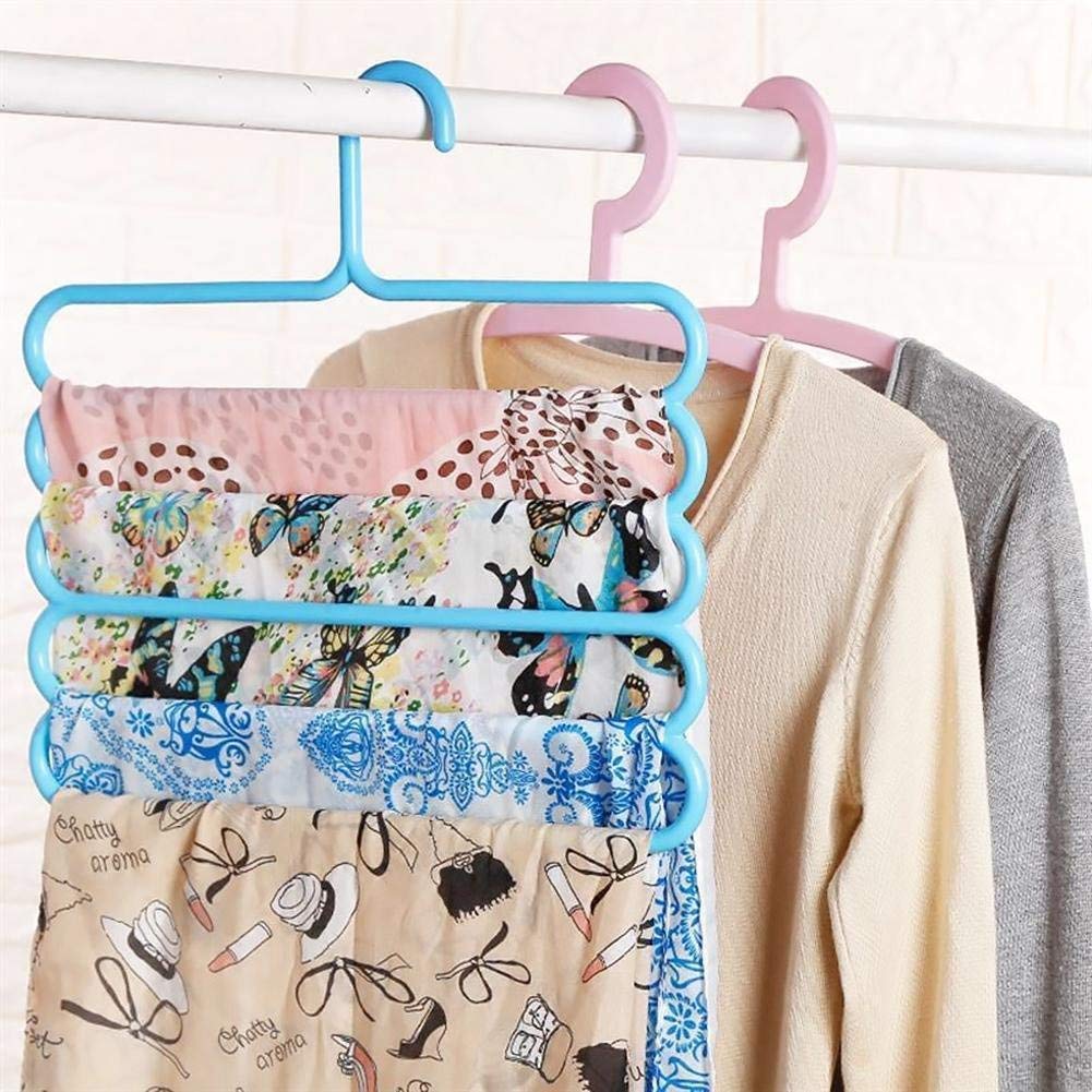 10-Pack Multi-Layer Plastic Clothes Hangers | Space-Saving Multi-Purpose Closet Organizer for Pants, Shirts, Towels – Assorted Colours ClothsVilla