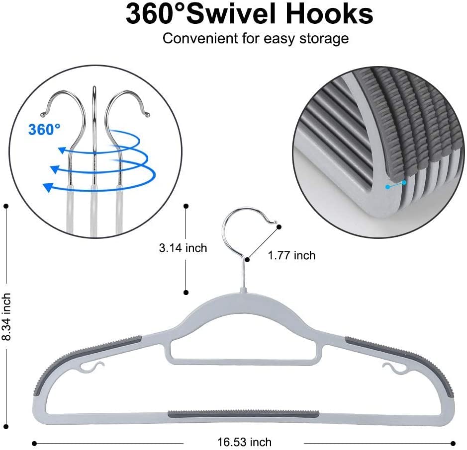 15-Piece Heavy Duty Grey Plastic Clothes Hangers | Non-Slip & Space-Saving | For Wet & Dry Clothes ClothsVilla