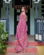 Load image into Gallery viewer, Magenta and Pink Pure Cotton Linen Saree with Floral and Paisley Block Print, Blouse, and Tassel Detailing LINEN