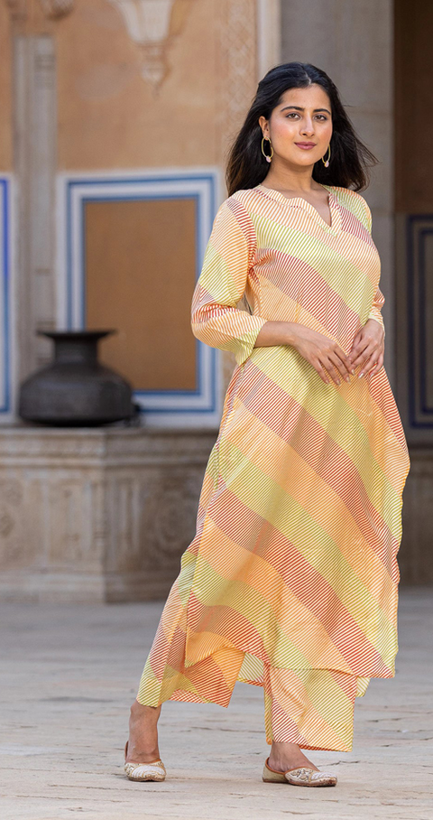 Mustard Sunshine Kurti Set with Printed Design ClothsVilla Main image