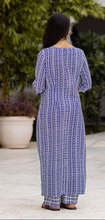 Load image into Gallery viewer, Breezy Blue Muslin Kurti Set with Printed Design - Designer Readymade ClothsVilla