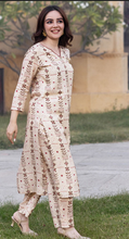 Load image into Gallery viewer, Cream Printed Muslin Kurti with Crepe Lining ClothsVilla