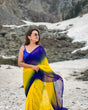 Load image into Gallery viewer, Dual-Tone Yellow Blue Georgette Printed Saree for Daily &amp; Festive Look FANCY SAREES