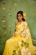 Load image into Gallery viewer, Bright Yellow Pure Organza Saree with Oversized Hand-Painted White Flowers &amp; Sequin Detailing | Satin Blouse Included FANCY SAREES