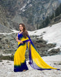 Load image into Gallery viewer, Dual-Tone Yellow Blue Georgette Printed Saree for Daily &amp; Festive Look FANCY SAREES